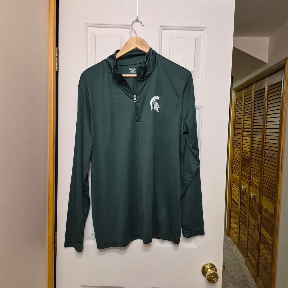 Captivating Michigan State Spartans Mens Large Forest Green Quarter Zip Pullover